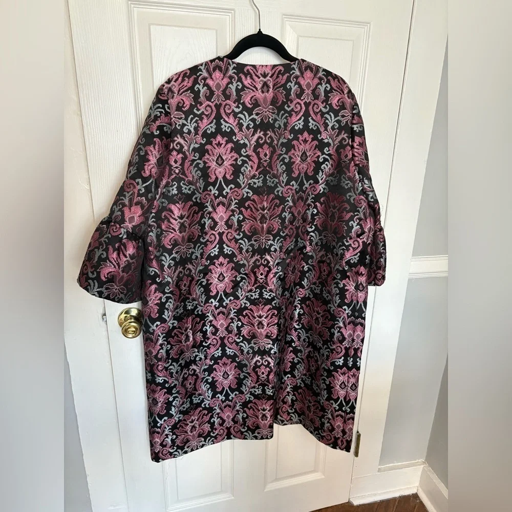 Kate Spade Finer Things Tapestry Jacquard Jacket – Size 14 – Metallic Blue/Pink